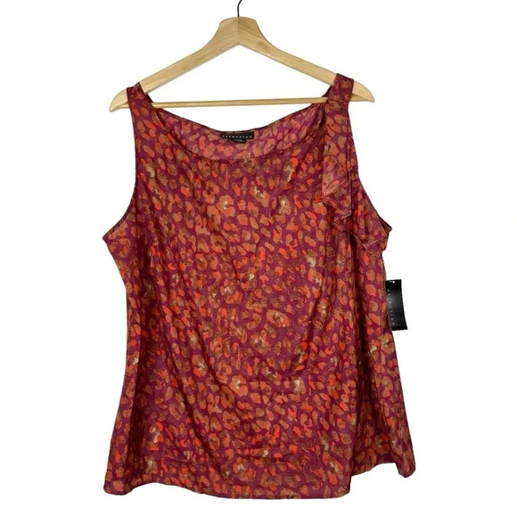 Attention Purple & Orange Animal Print Sleeveless Blouse XL - Picture 1 of 4
